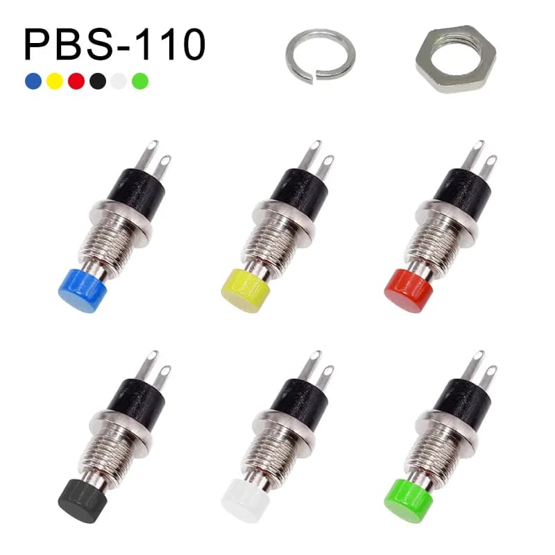 5PCS 7MM Interruttore a pulsante momentaneo PBS-110 Premere l'interruttore di ripristino On Off Microinterruttori a pulsante Normalmente chiuso NO o NC
