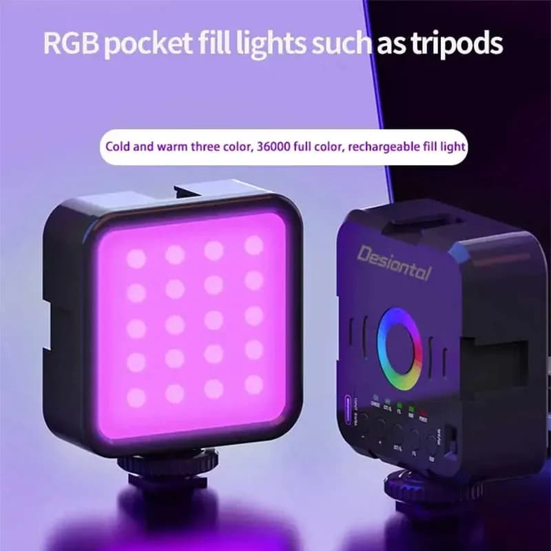 Pocket RGB Filling Light Portable LED Light Video Mini Filling Light for Camera Smartphone For GoPro Laptop Selfie Adjustable RGB Lamp