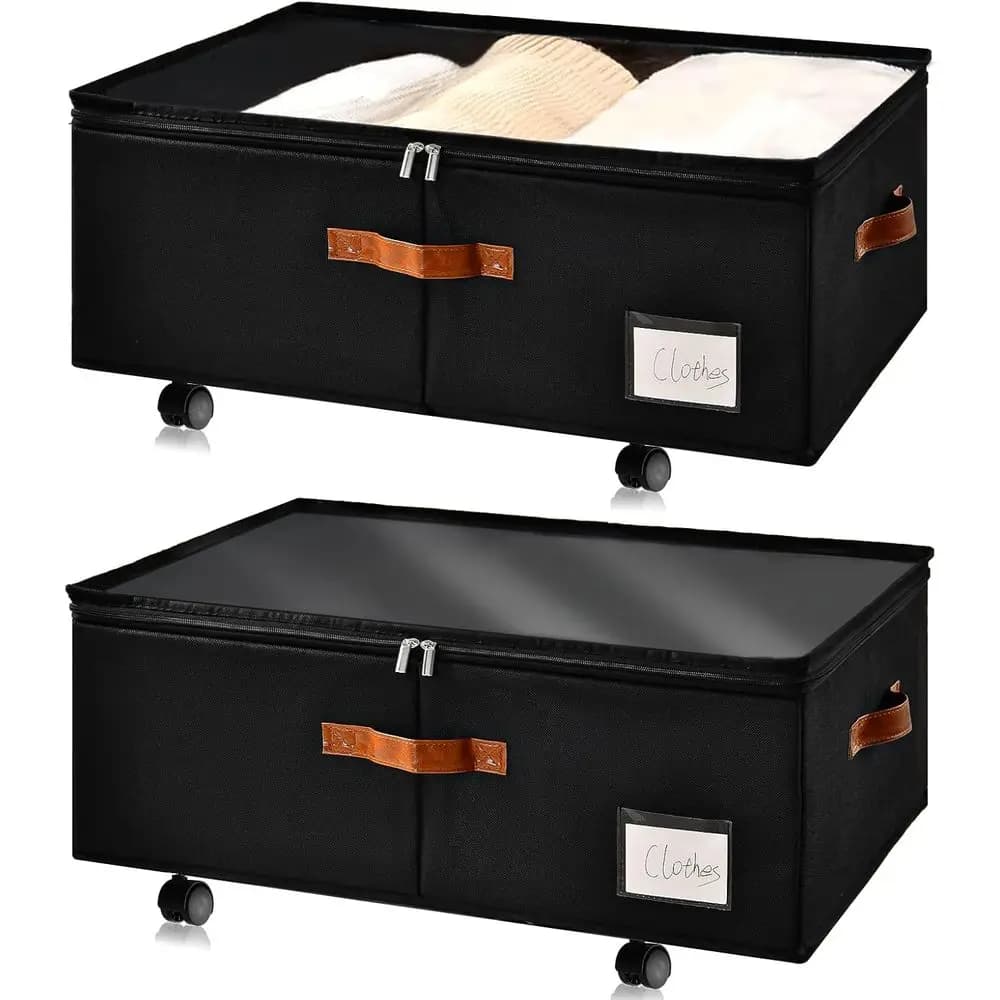 Organizer Sublletto con Ruote, Contenitore Sottolletto con Coperchio Trasparente, Box holders with Visible Window or for Clothes