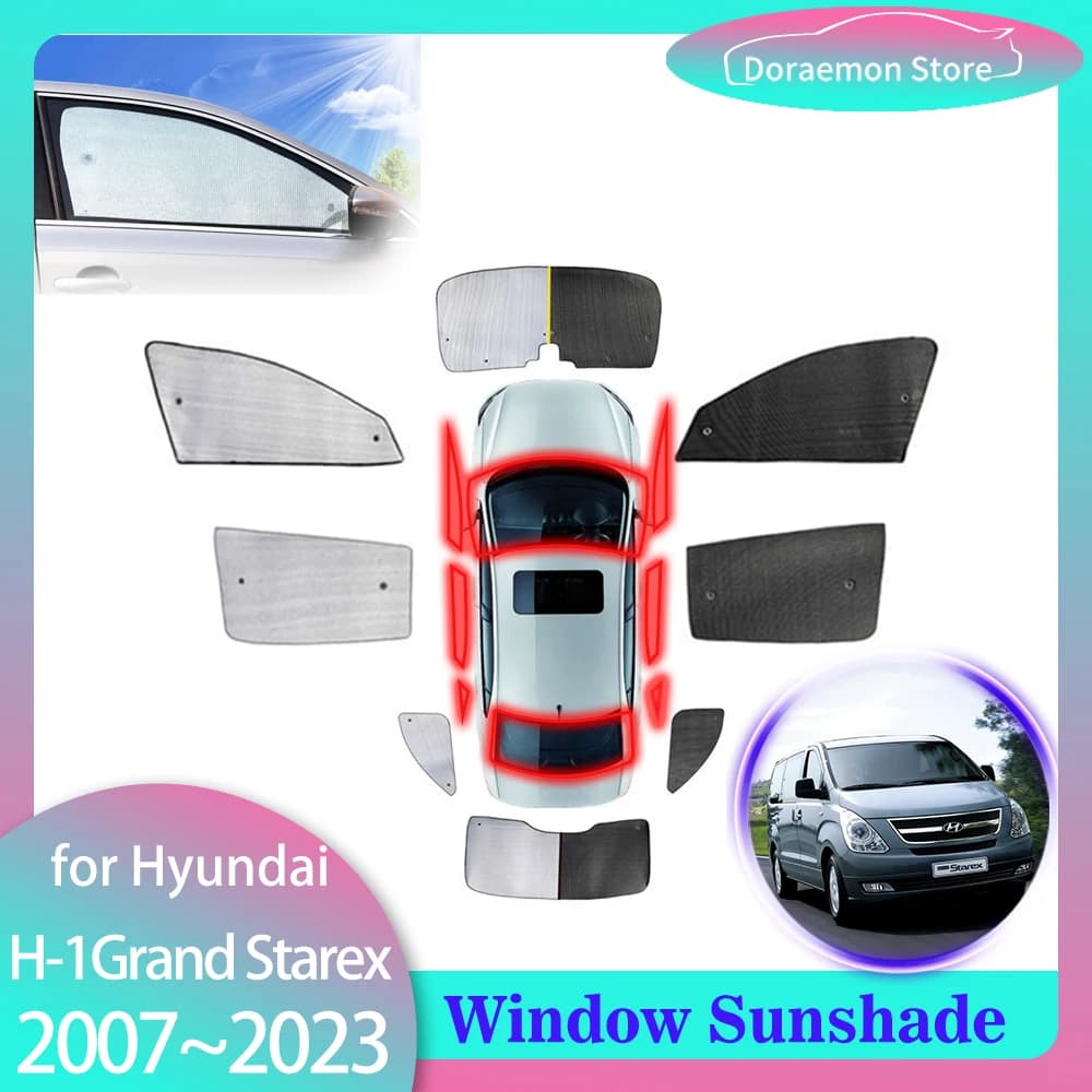Coperture complete parasole per Hyundai H-1 Cargo Imax Grand Starex TQ 2007 ~ 2023 2008 2009 2010 2011 2012 2013 2014 2015 2016 2017 2018 2019 2020 2021 2022 parabrezza posteriore tenda finestre visiera Mat accessori
