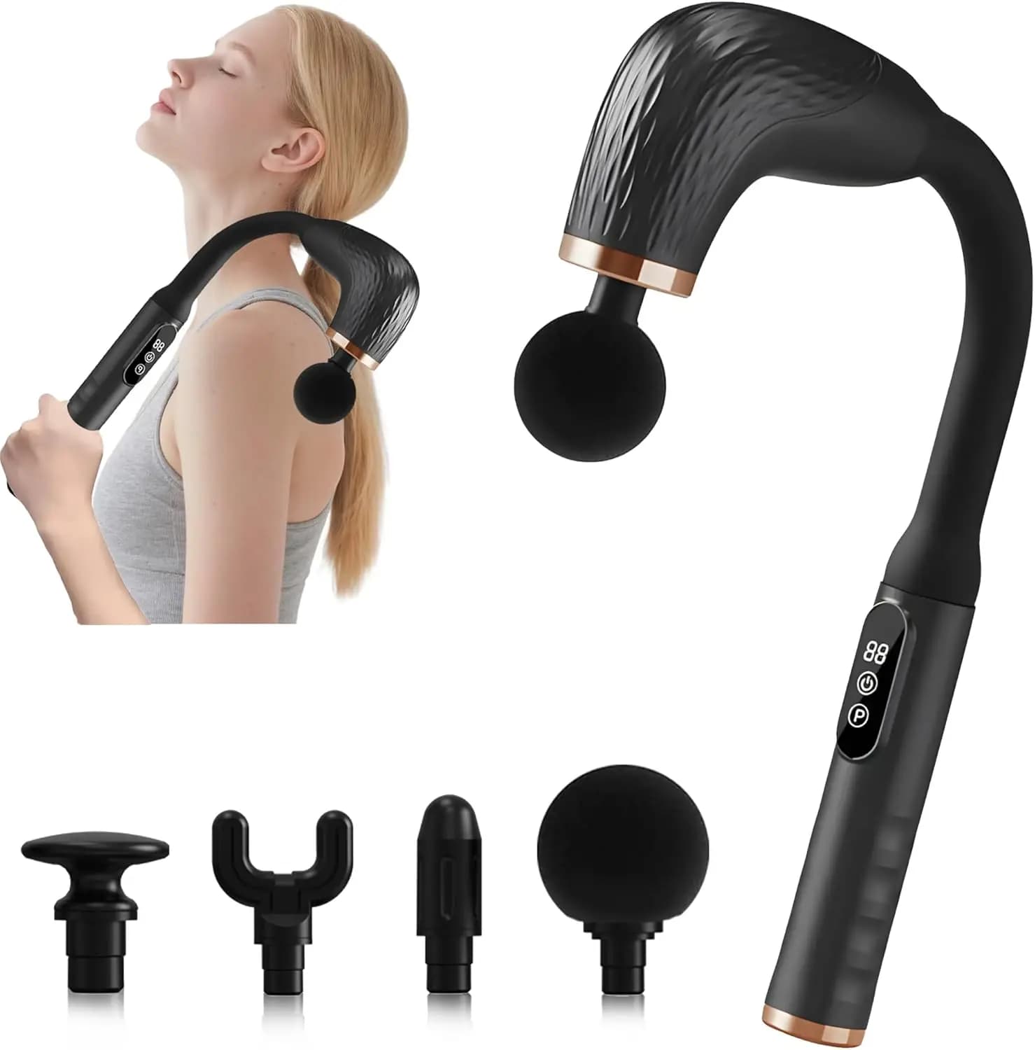 Massage Gun with Upgraded Extension Handle, Back Massager for Pain Relief Deep Tissue, Muscles/Neck/Shoulders/Waist/Legs Massage