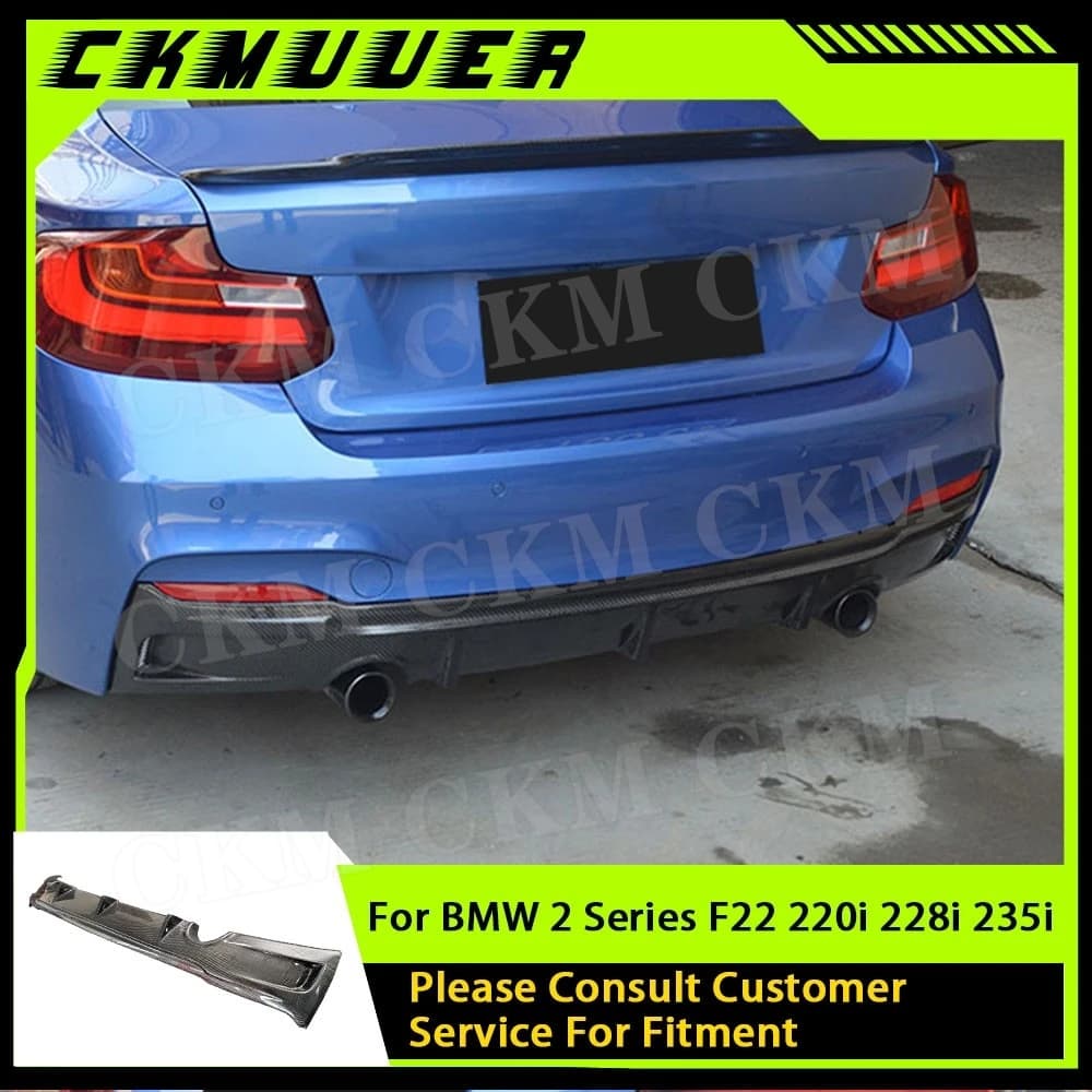 CKMUUER Carbon Fiber Rear Bumper Lip Diffuser For BMW 2 Series F22 220i 228i 235i M235i M sport 2014-2017 Spoiler