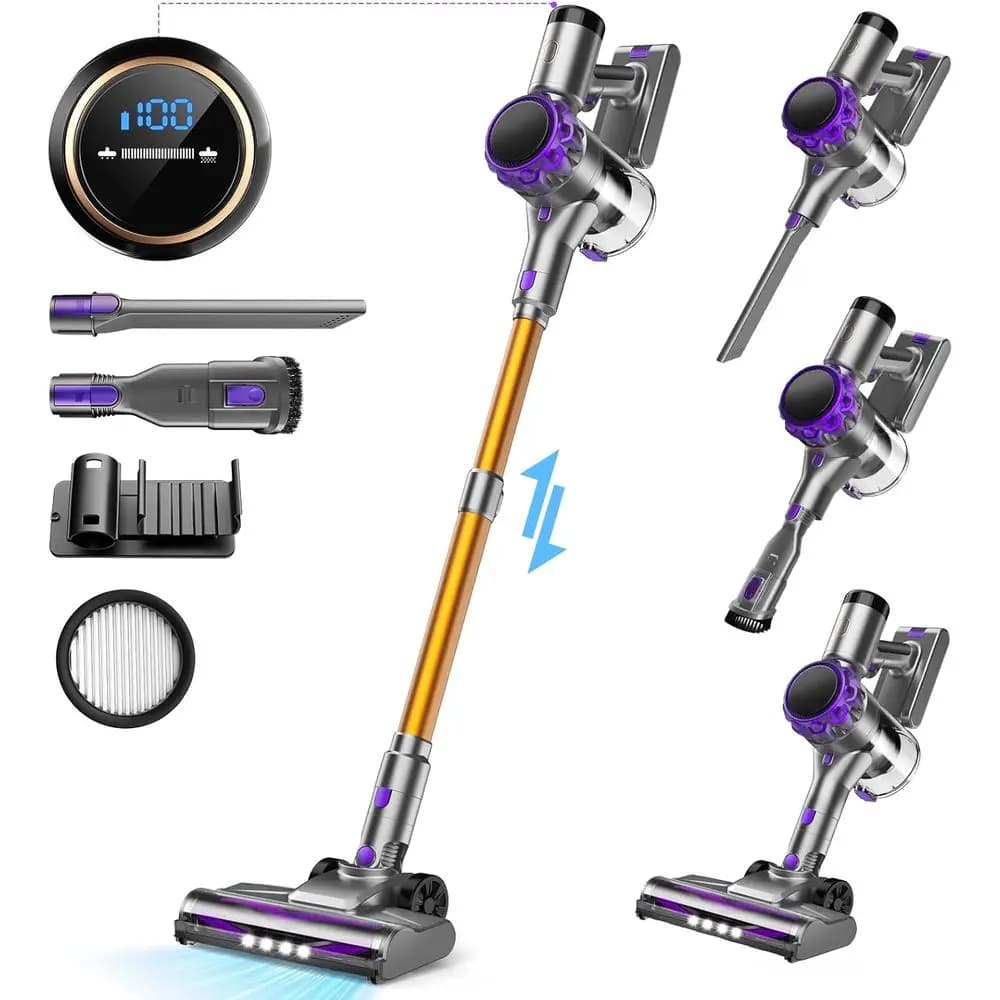 S3P Wireless Vacuum Cleaner, Powerful 45kPa Suction for House, 55 Minutes of Autonomy, Vacuum Cleaner Rechargeable to Bastone, Self-supporting