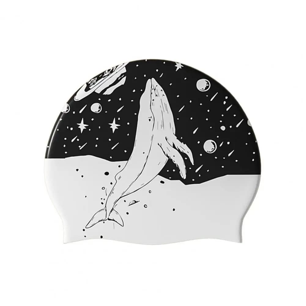 Silicone swim cap for women man professional swim cap for long hair adult bathroom head with front-back print