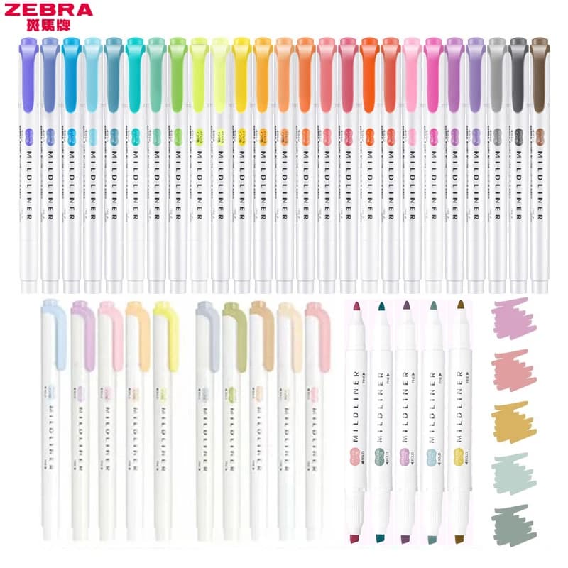 1/3 pezzi ZEBRA MILDLINER WKT7 Evidenziatori, pennarelli in fibra multi-colori a doppia punta per dipingere punti chiave cancelleria giapponese