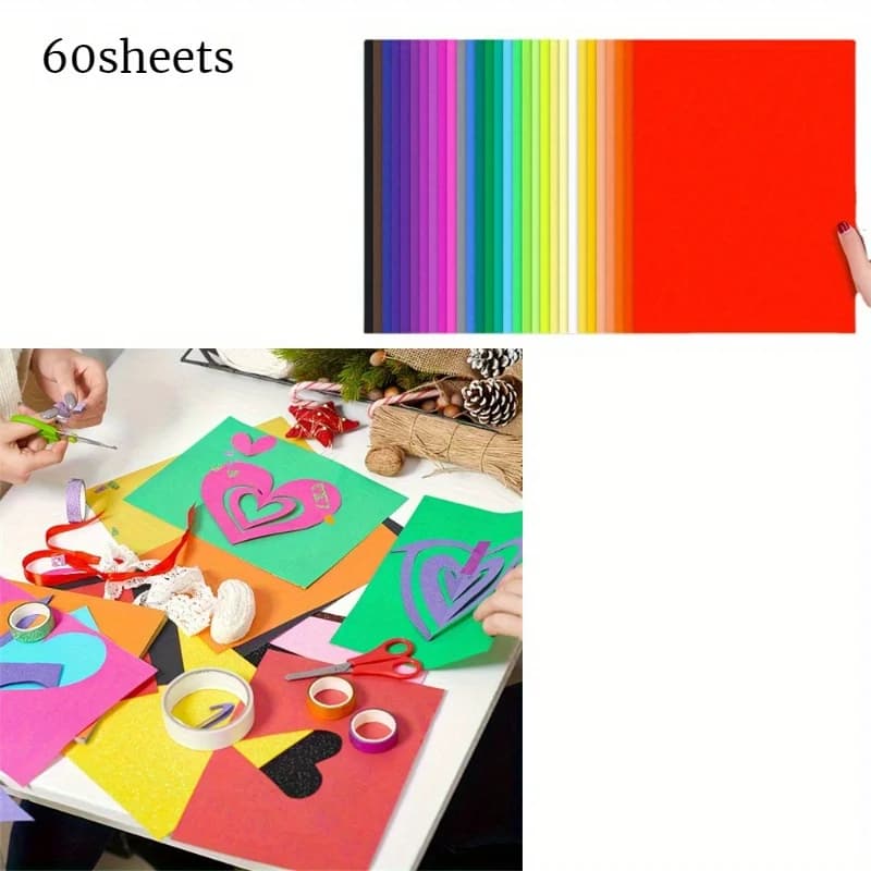 60sheets DIY Art Craft Origami Paper Double Sided Color 30 Colors A4 Easy Fold Paper for Beginner Craft Paper Handmade Stationer