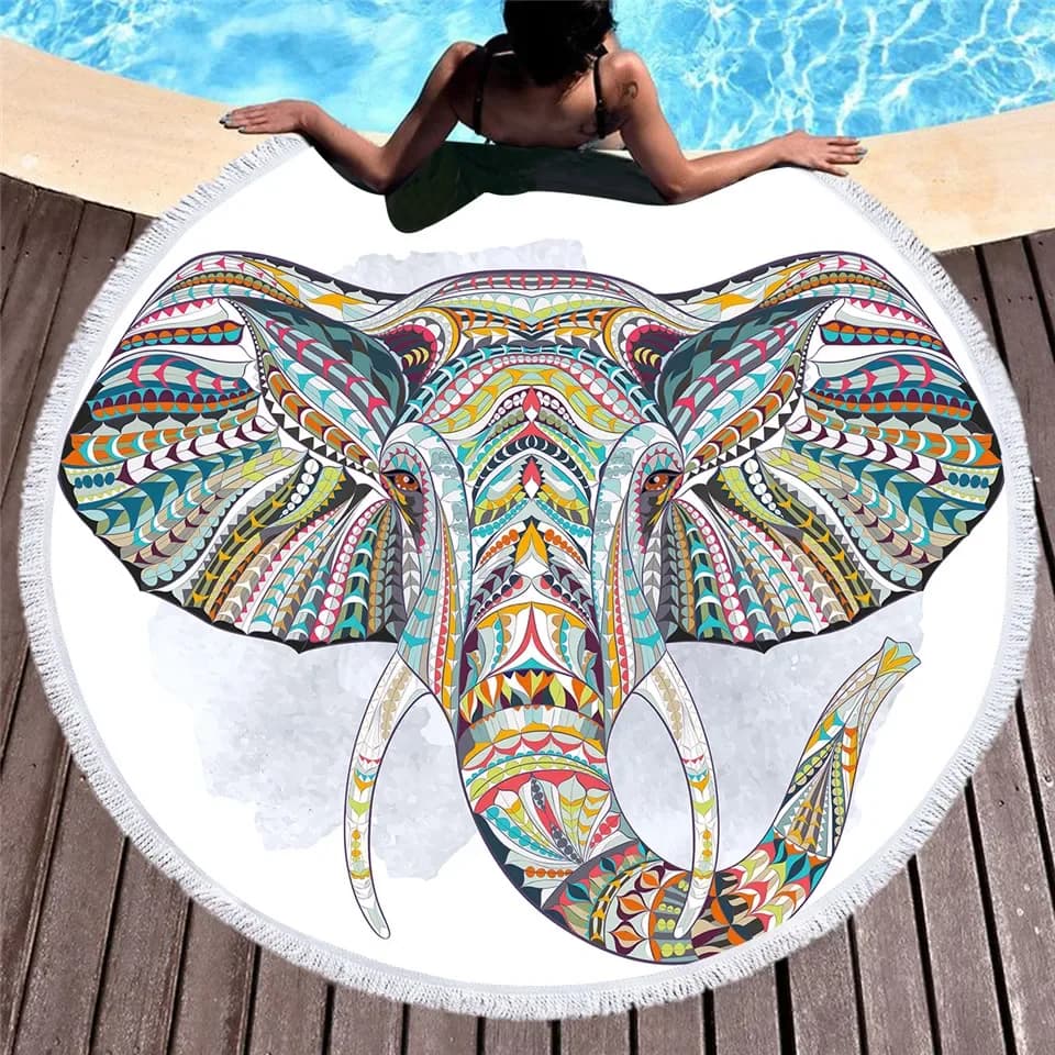 Asciugamani da nuoto per esterni Stampa 3D Asciugamano da spiaggia con nappa Coperta da yoga Arazzo da parete rotondo Copricostume da spiaggia Scialle da bagno Tappetino da campeggio spesso