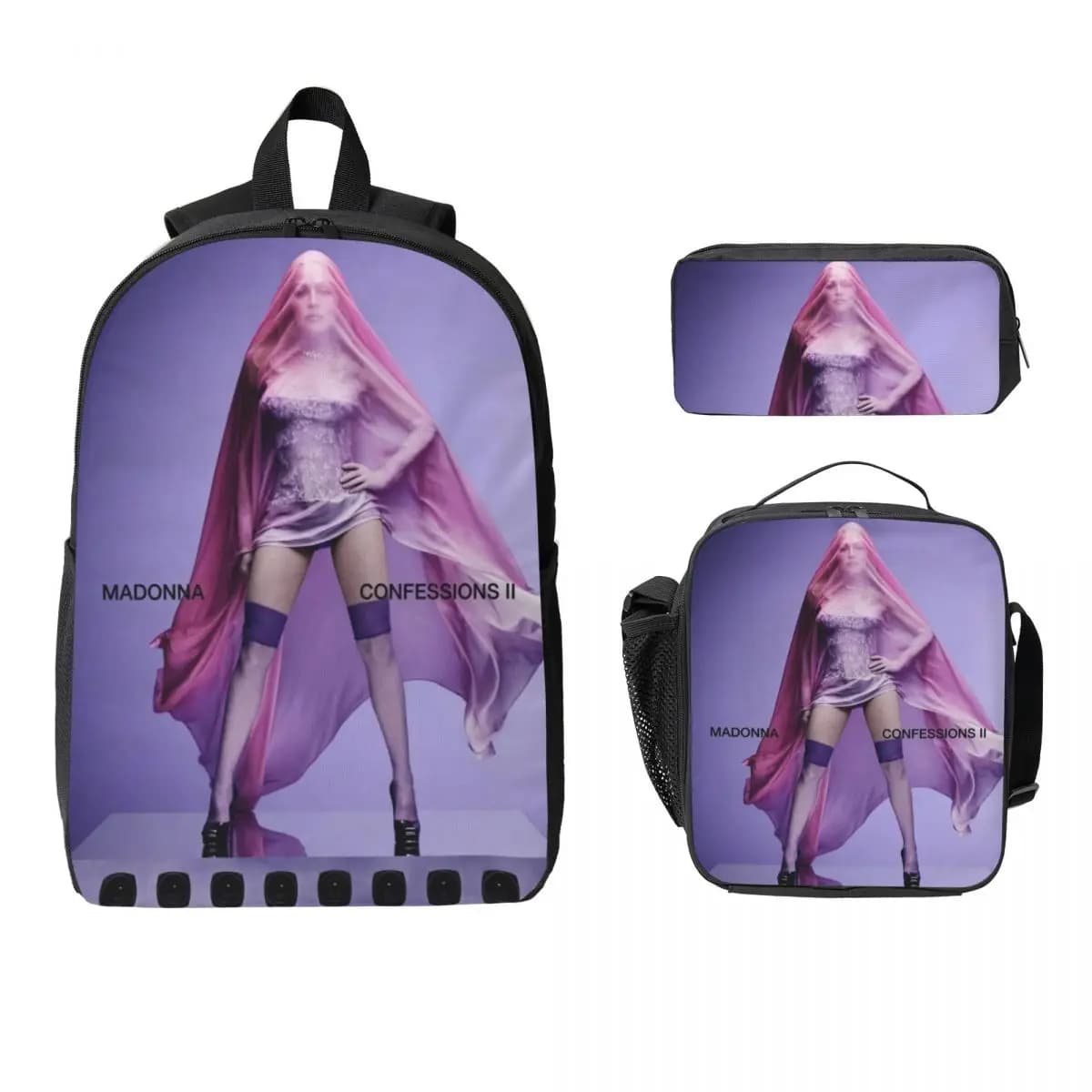 Madonnas Confessions II 2026 Backpack Lunch Box Pencil Boxes for Boys Girls Kindergarten Backpacks Cute Schoolbag Bookbag Set
