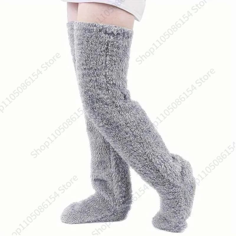 Hot knee socks with goose down leg, pregnant elders, cold legs, teddy bear, high socks, floor socks, warm feet