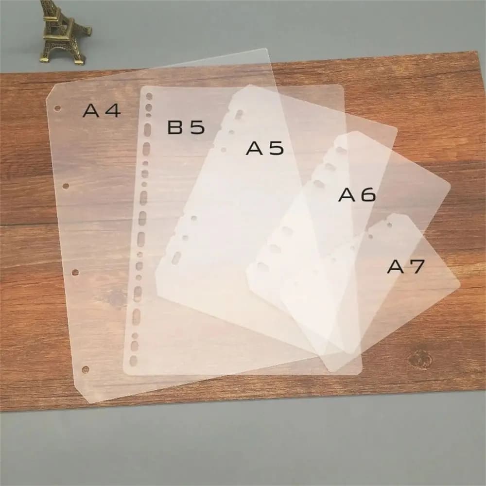 Agenda A5 A6 A7 B5 A4 Carta interna Trasparente Notebook Divisore Planner Separatore Raccoglitore Organizzatore Divisore Divisore a fogli mobili