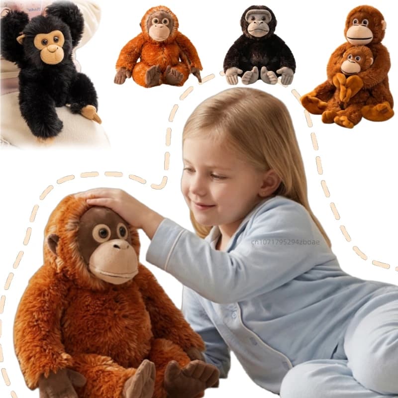 Peluche di gorilla con braccia lunghe, simulazione realistica, mamma e bambino, giocattolo di peluche a forma di animale, decorazione per la casa, regalo per bambini