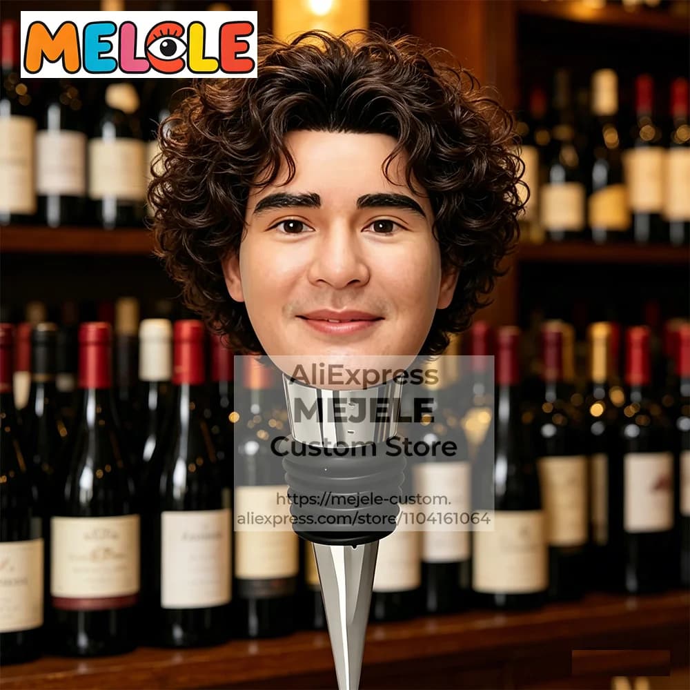 Tappo per Bottiglia Personalizzato a Forma di Bobblehead, Regali Personalizzati per Testimoni dello Sposo, Statuetta Artigianale in Argilla Polimerica con Tappo in Acciaio Inossidabile