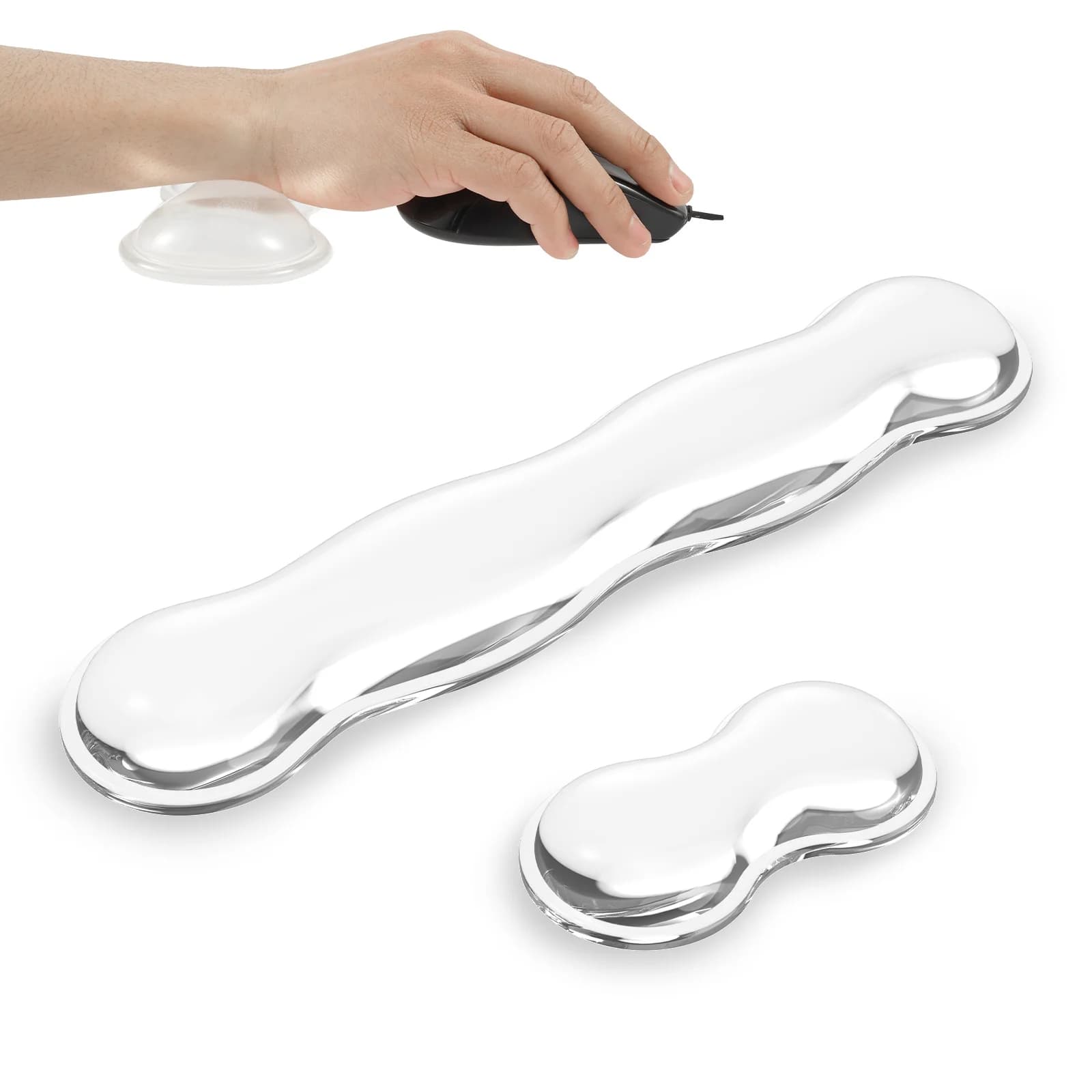 Tappetino per mouse da 2 pezzi con poggiapolsi tastiera in silicone poggiamano assorbimento degli urti supporto per tastiera pad poggiamano ergonomico per mouse