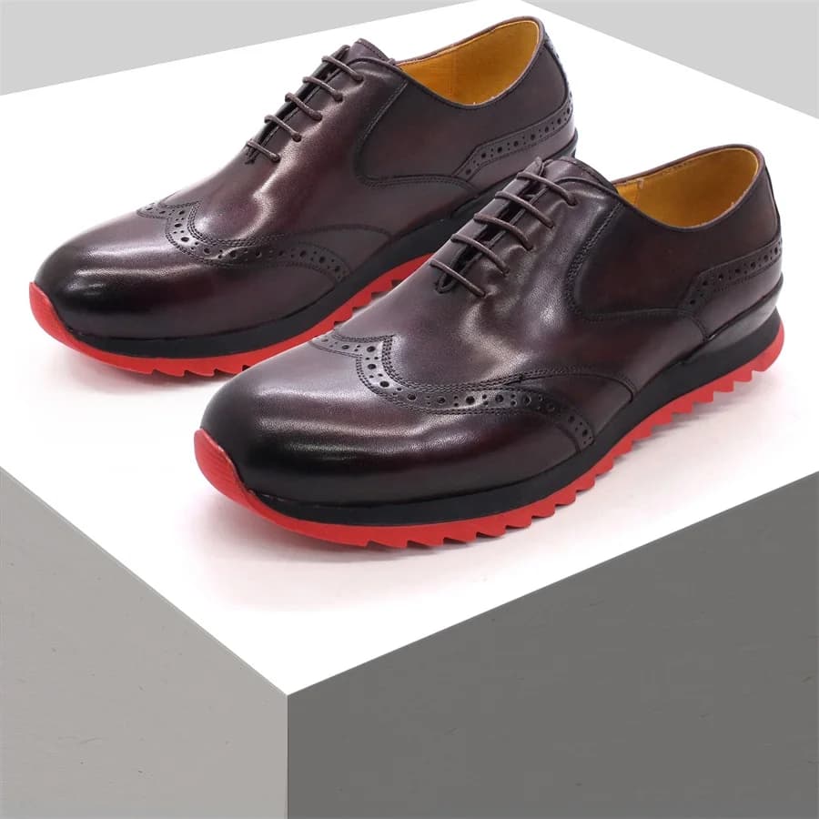 Genuine Leather Casual Shoes Lace up Comfortable and Wear-resistant Handmade Sneakers Modern Popular Office Party Men's Shoes