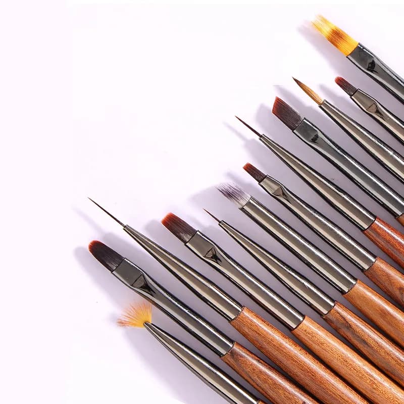 Set di pennelli per nail art 12 pezzi Pennello per nail liner Penna per pittura per unghie Pennelli per gel UV acrilico Strumento per manicure in cristallo Ombre Pennello per unghie