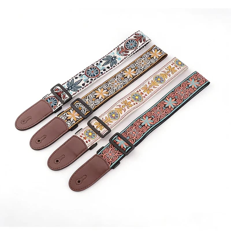 Tracolla per Chitarra Regolabile in Puro Cotone, Cinghie Multicolore per Chitarra, Accessori per Chitarra Acustica ed Elettrica