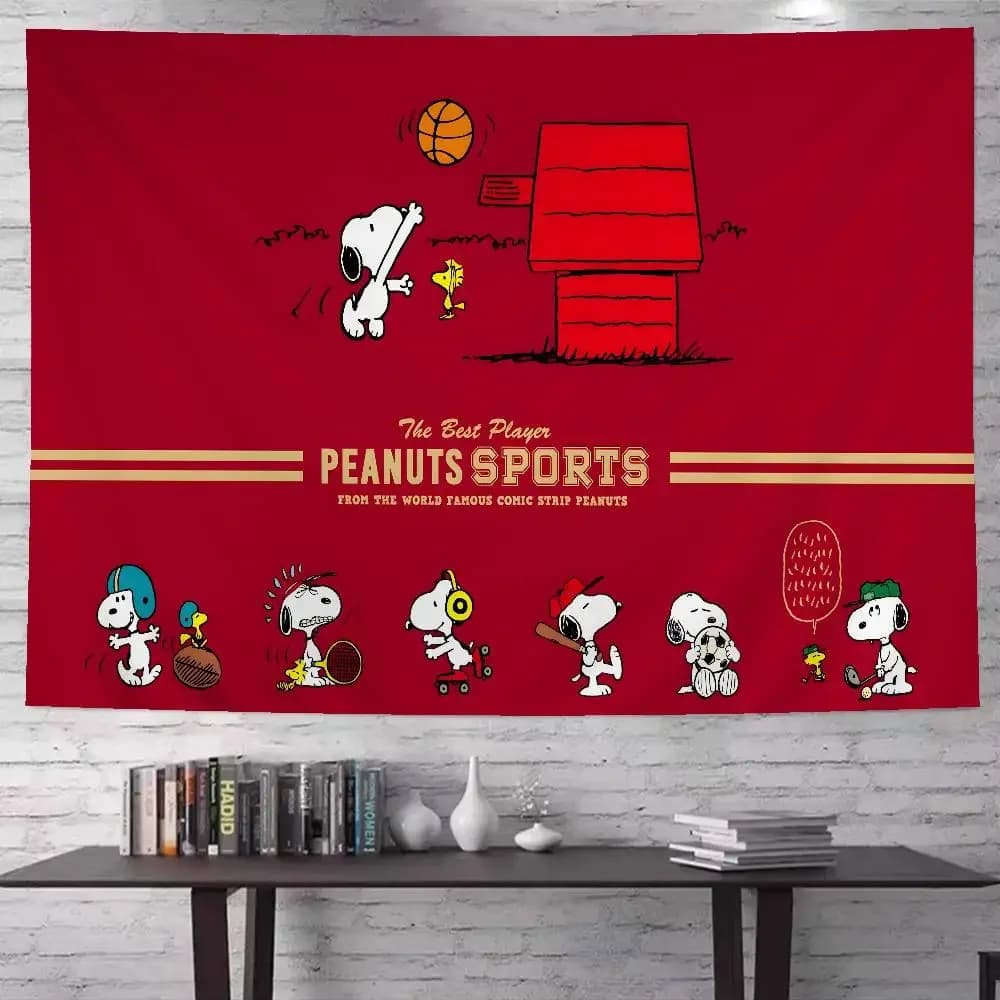 Cartoon Snoopy Printed Large Wall Tapestry Hanging Tarot Hippie Wall Rugs Dorm Art Home Decor
