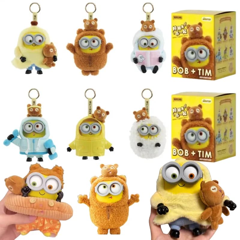 52toys Bob&Tim Minions Better Toggther Series Multiple Styles Cute Doll Keychain Decoration Trendy Toy Mystery Box Surprise Gift