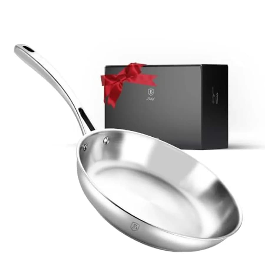 12 inch stainless steel pan with 5 layers base for uniform heating 800 °F Non-stick Oven pan, Premium Induction Pot