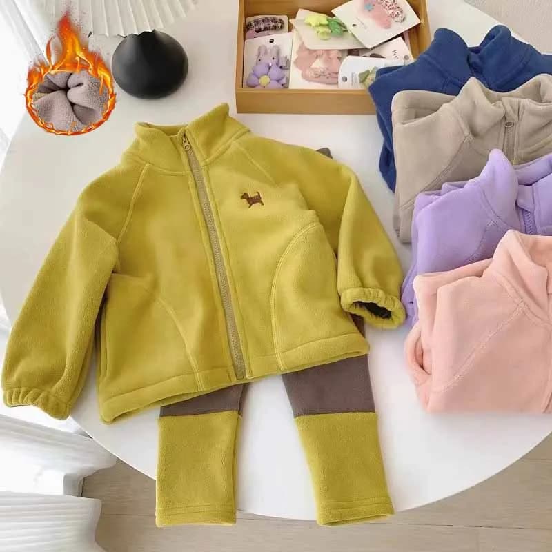 Ragazze In Pile Set Ragazzi Addensare Vestito Per Bambini Del Fumetto Cappotto Leggings 2Pc Inverno Caldo a Maniche Lunghe Abiti Per Bambini Abbigliamento Casual