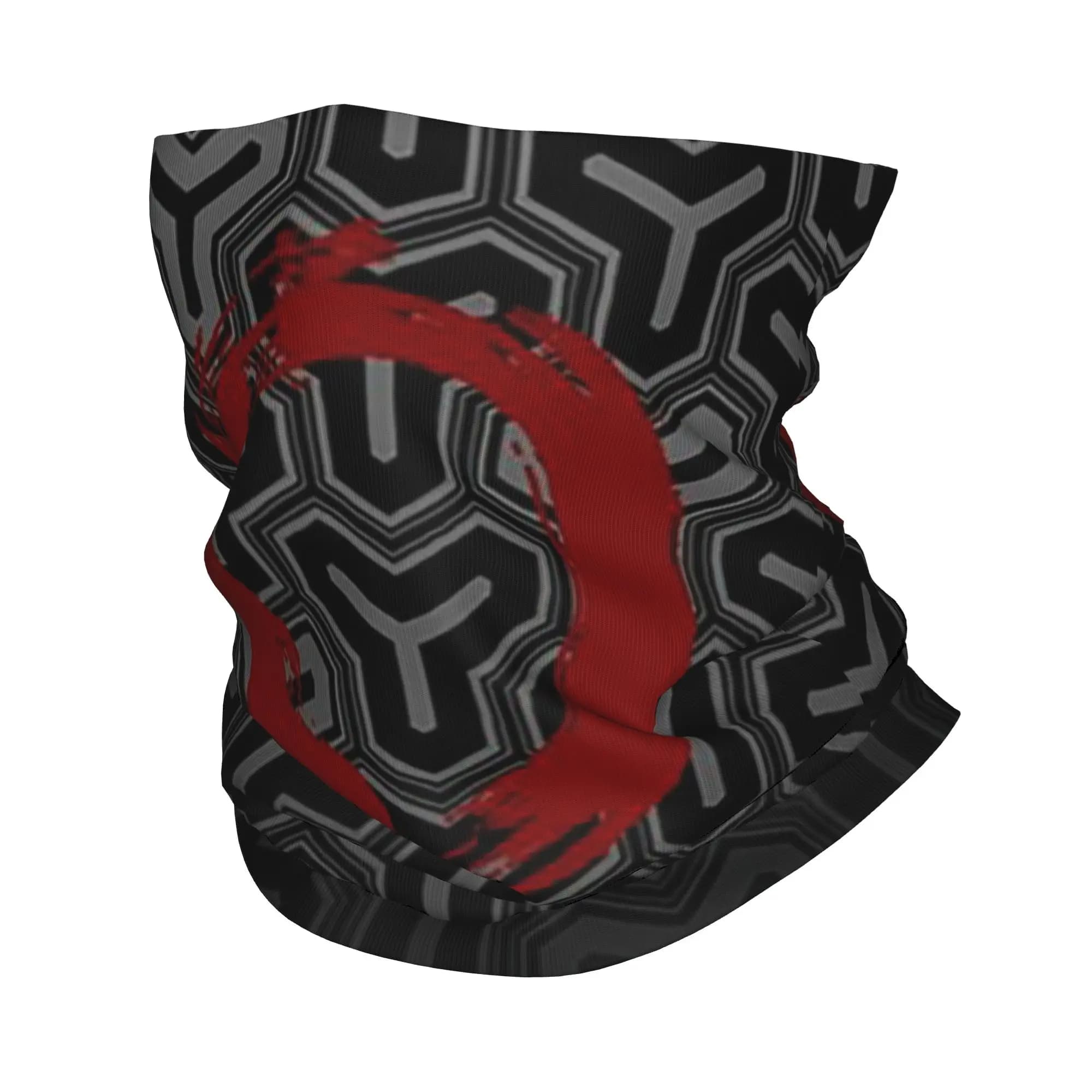 Cerchio zen su motivo geometrico giapponese monocromatico Bandana Neck Gaiter Stampato Wrap Mask Sciarpa Maschera per il viso Escursionismo Pesca