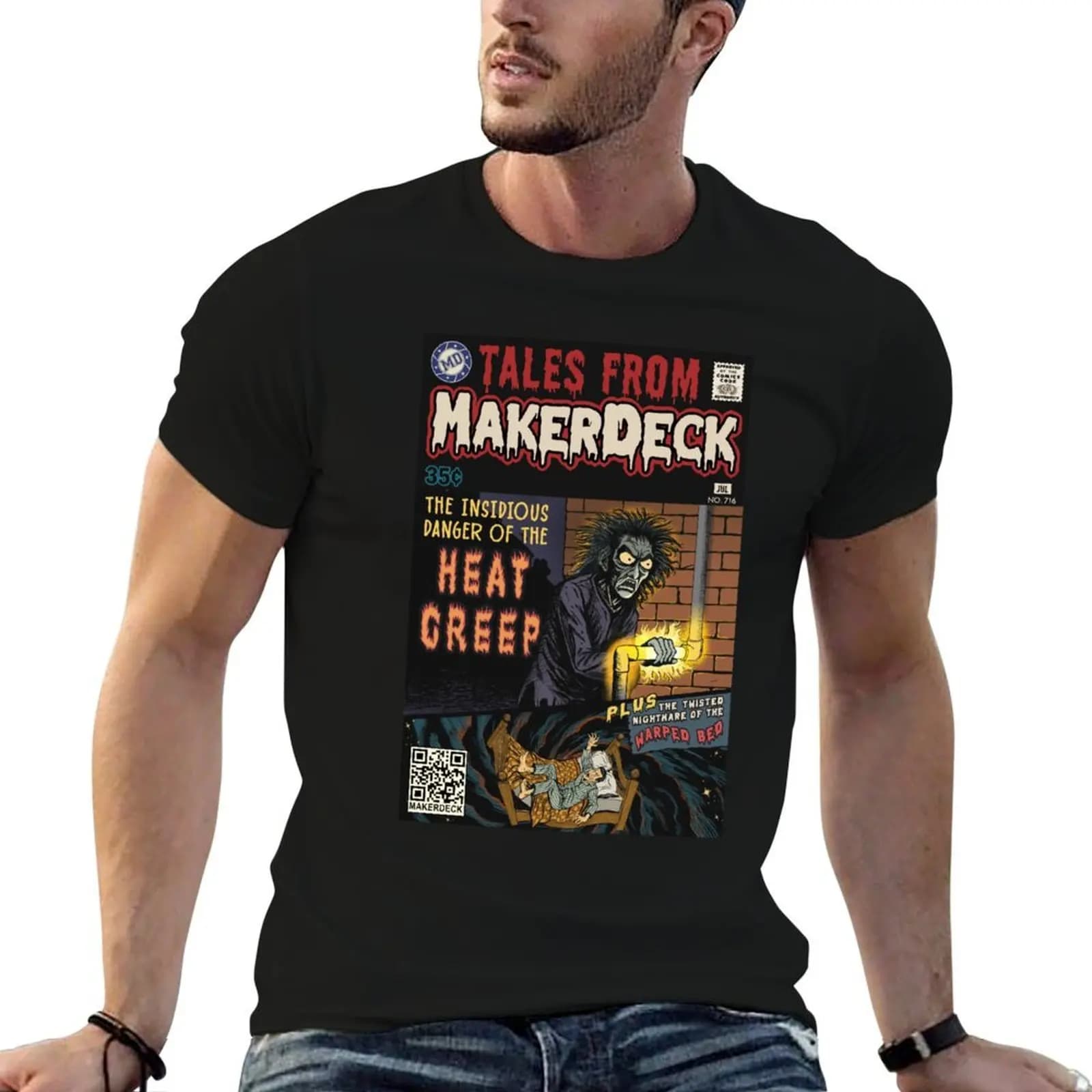 Tales From MakerDeck - Heat Creep T-Shirt, maglietta da uomo, magliette casual, maglietta da uomo di design, maglietta da uomo 100% cotone, maglietta di marca di lusso