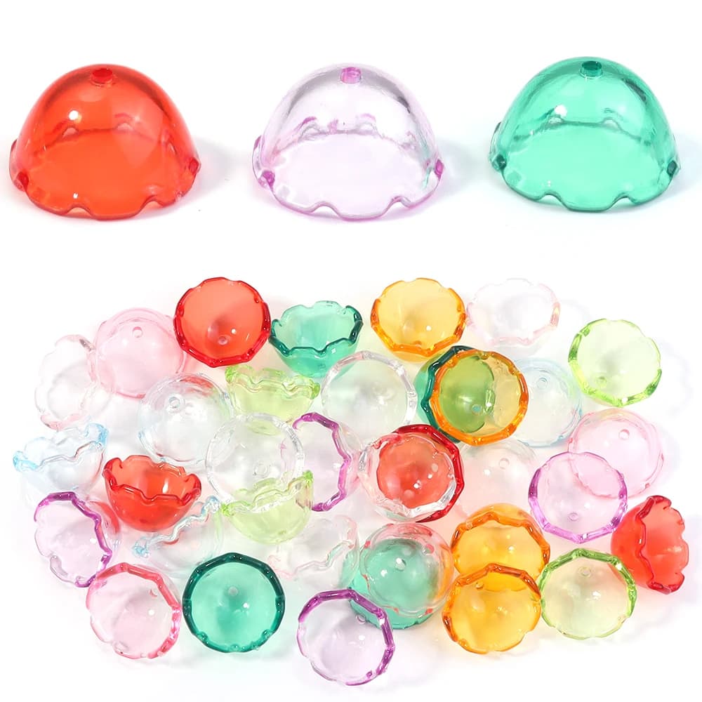 30Pcs Acrylic Beads 13X22mm Transparent Bell Orchid Jellyfish Wind Chime Cover for DIY Jewelry Making Pendant Earrings Findings