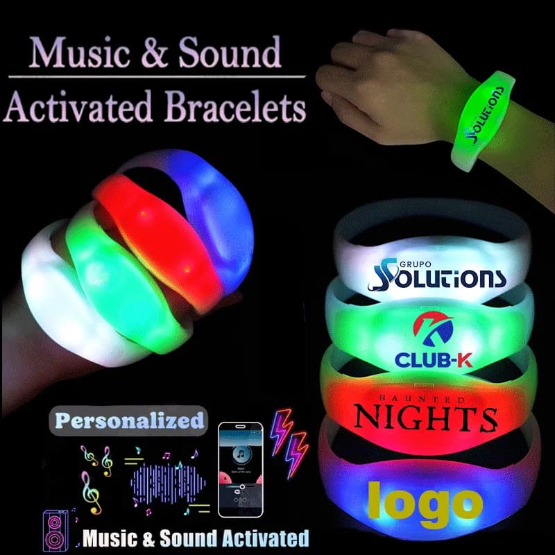Braccialetti luminosi attiviati dalla musica personalizzabili Braccialetti a LED Decorazioni per matrimoni, feste di compleanno, bomboniere