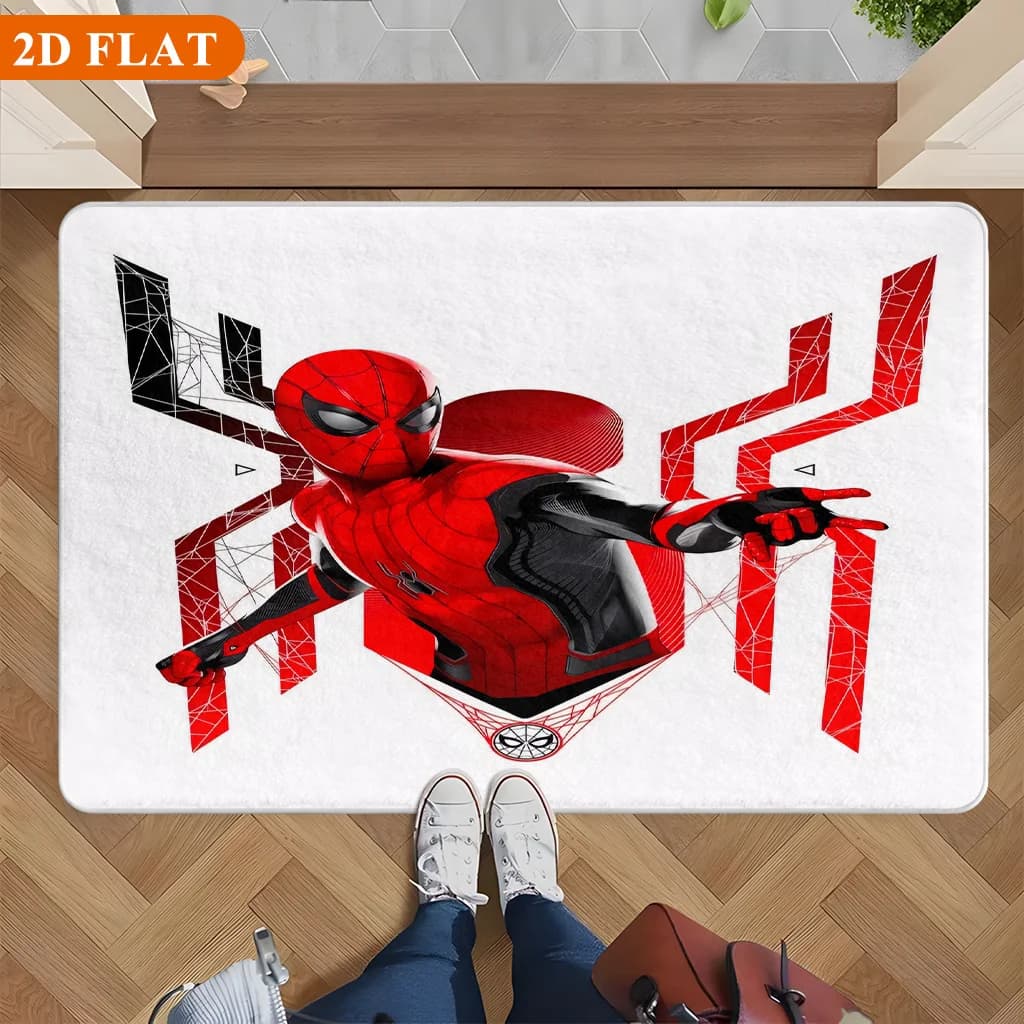 Tappetino da bagno 1 pezzo, Spider-Man in abito rosso e nero, tappetino rettangolare in flanella MARVEL, tappetino antiscivolo per bagno, decorazione divertente per la porta