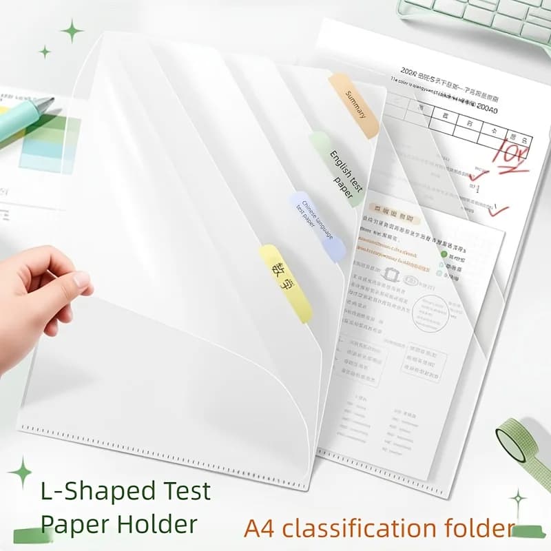 5-Pack Transparent L-Shaped A4 Binder Dividers Document Holders Label File Folders Office Contracts Reports Ring Binder Filing