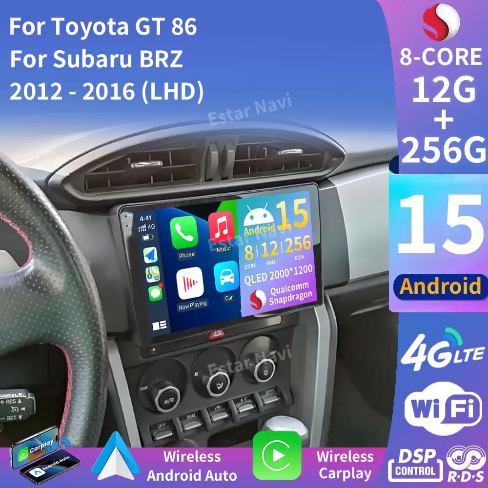 Android 15 Wireless Carplay Per Toyota GT 86 Per Subaru BRZ 2012 - 2016 LHD Multimedia Autoradio 360 Macchina Fotografica DSP Lettore Video RDS