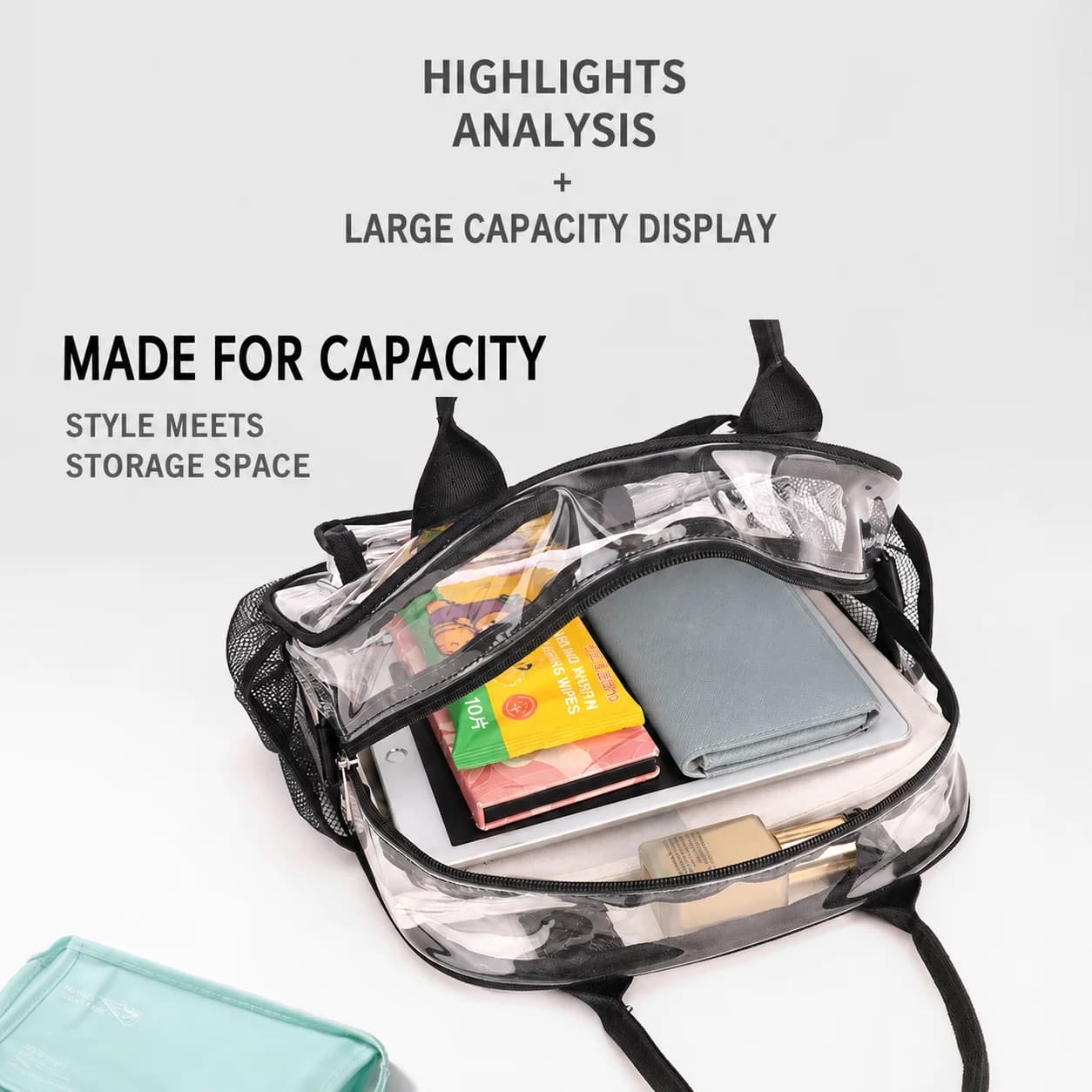 Transparent Tote Bag Reinforced Multi-Carry Handbag Unisex Handbag Waterproof Waterproof Crossbody Handbag For Fitness Daily