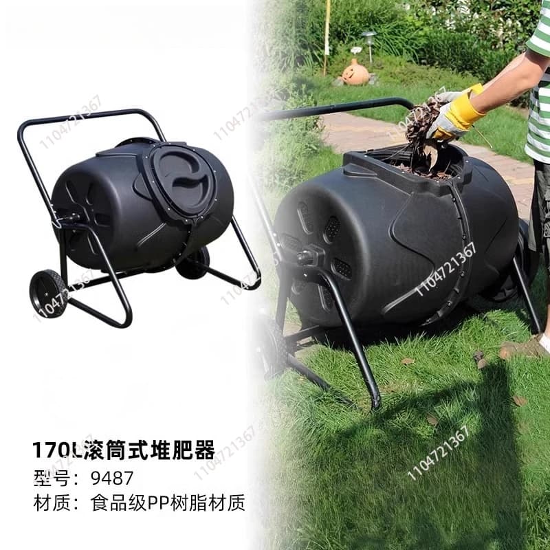 Contenitori per compostaggio per rifiuti da giardino da 170 litri Contenitori per compost per fertilizzanti rotanti in plastica per esterni