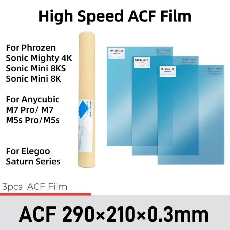 3 pezzi pellicola ACF formato A4 210*290mm per Phrozen Sonic Mighty 4K Saturn 3 Ultra Photon M5s Pro pellicole di rilascio resina parti per stampanti 3D