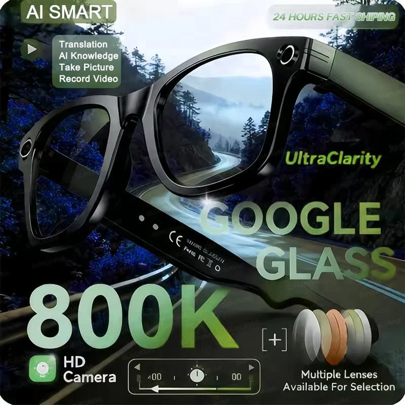 Fashion Smart Glasses 2026 for Men and Women, 32GB Memory, with Camera, Sunglasses with Mini Camera, Video Translation, HD Calls, Blue Anti-Light Glasses
