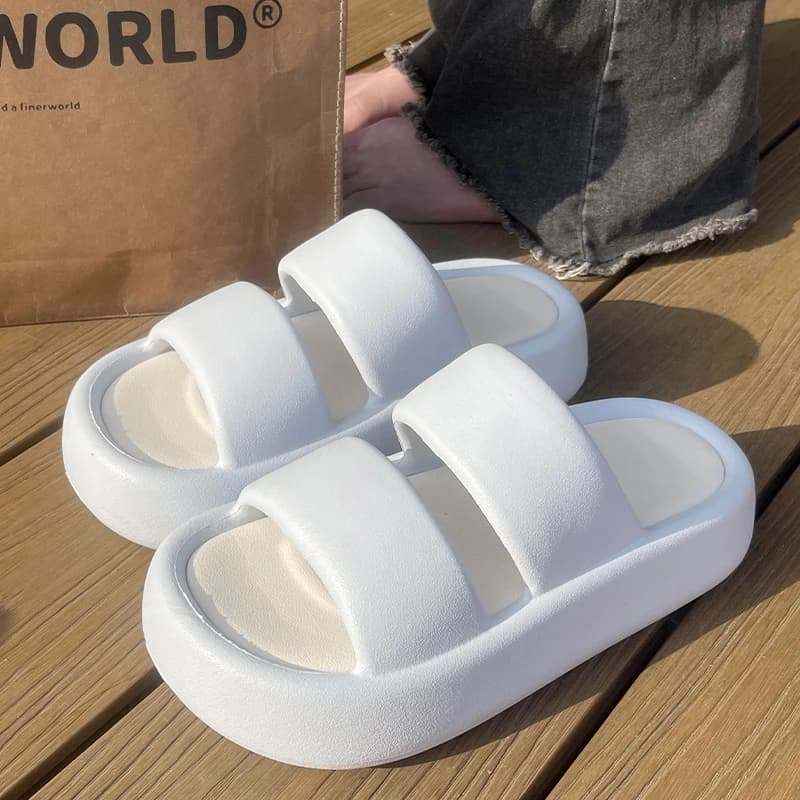 SHAJI Ciabatte da Donna con Plateau, Sandali da Spiaggia alla Moda con Suola Spessa, Ciabatte Comode e Morbide in EVA, Antiscivolo per Casa e Bagno