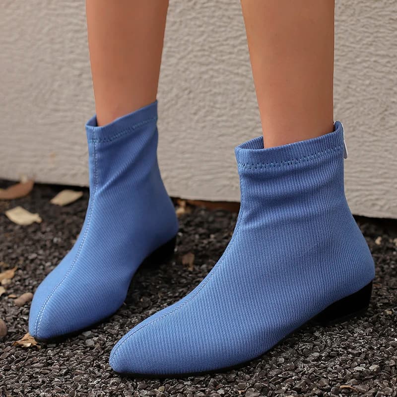 Green Pink Ankle Boots for Women Spring Shoes Autumn Comfortable Socks Short Boot Low Heels Footwear Shoes Ladies Large Size 48