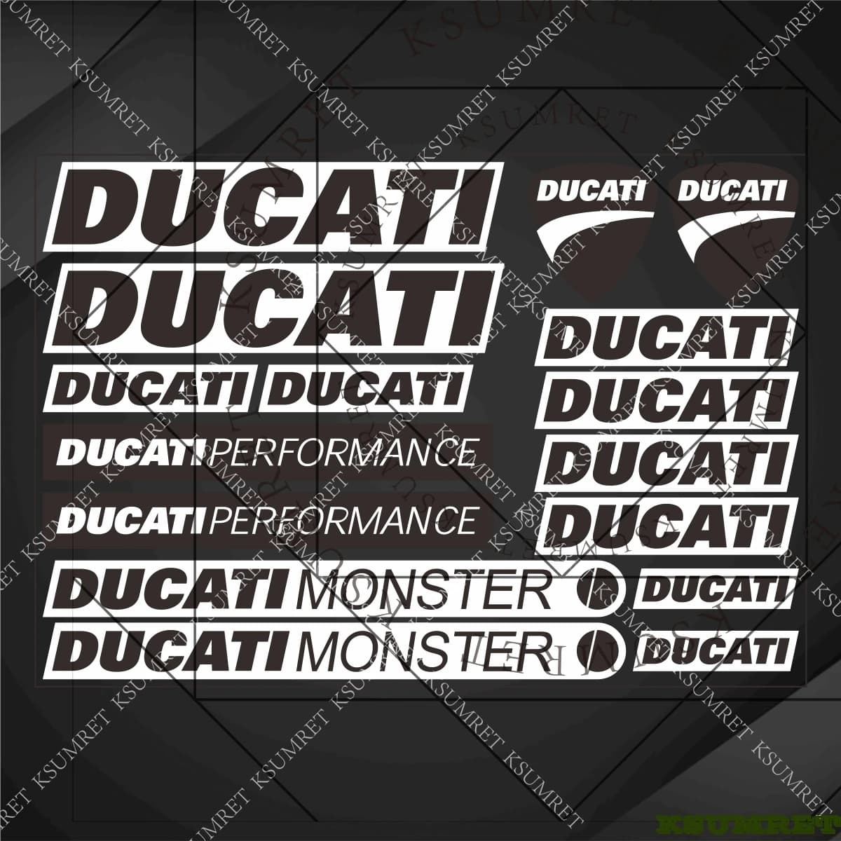Adesivi in Vinile per Moto Ducati, Decalcomanie per Serbatoio e Casco, Kit Logo