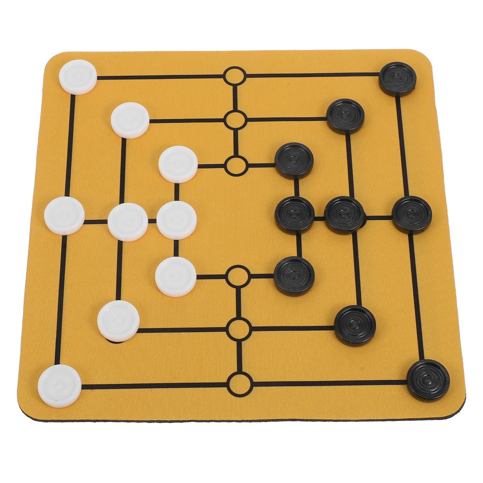Set da Gioco di Scacchi Morris per 9 Giocatori, Tappetino in Gomma Portatile a Doppio Uso, Gioco da Tavolo Strategico per Riunioni Familiari
