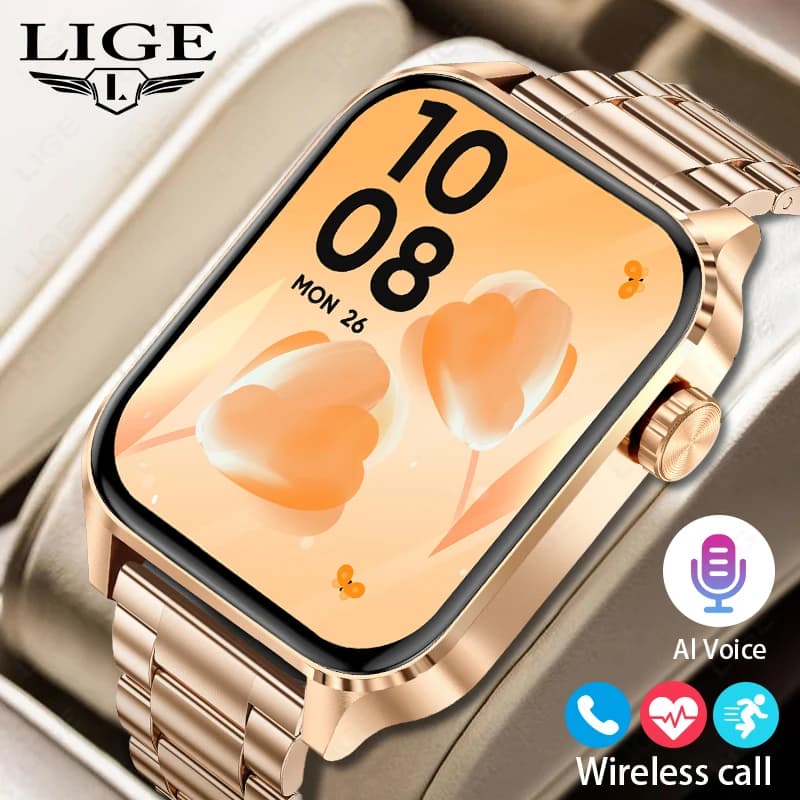 Smartwatch LIGE, Tracker Fitness Sportivo, Monitoraggio del Sonno, Orologio di Lusso da Uomo, Chiamate Bluetooth, Messaggi, Assistente Vocale AI, Offerta Speciale