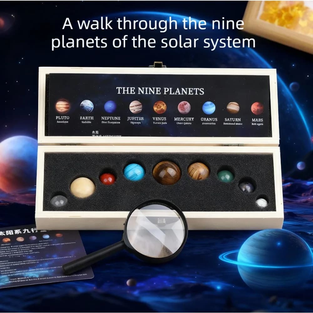 Collezione di Sfere Planetarie in Pietra Naturale, Modello Galassia con Nove Pianeti, Ornamenti Regalo per Casa e Ufficio, Cristallo Naturale