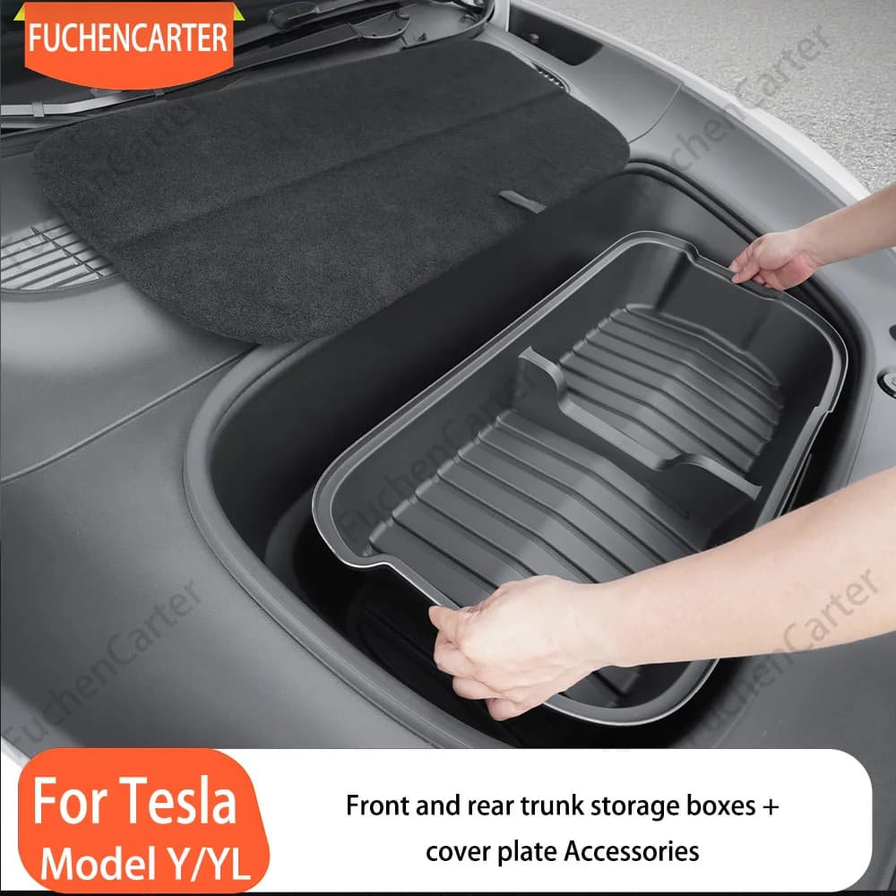 Double‑Deck Frunk & Rear Trunk Organizer Storage Box Car Interior Accessories for Tesla Model YL / Y Juniper 2025‑2026