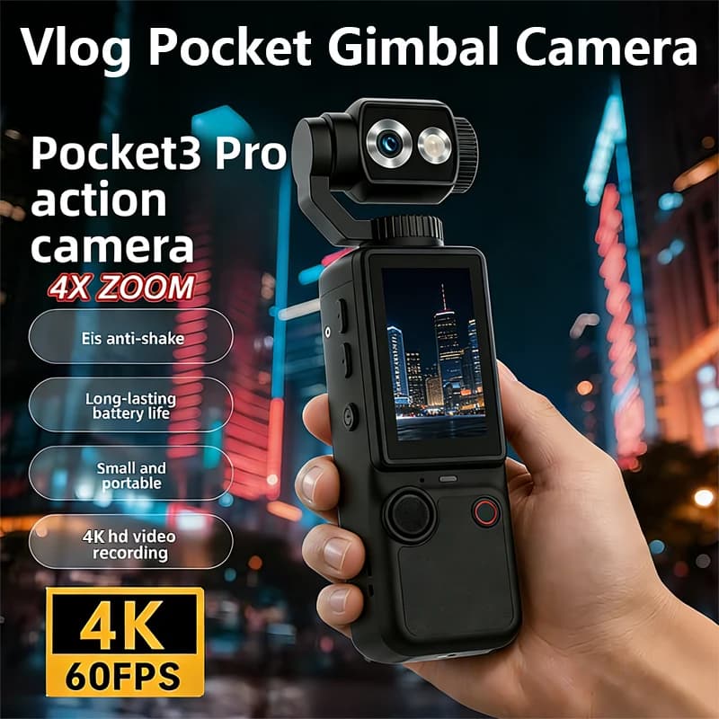 Videocamera Digitale 4K HD 1080P Wifi, Registratore Portatile Mini per Forze dell'Ordine, 180° ° Fotocamera Sportiva per Esterni con Lente Rotante