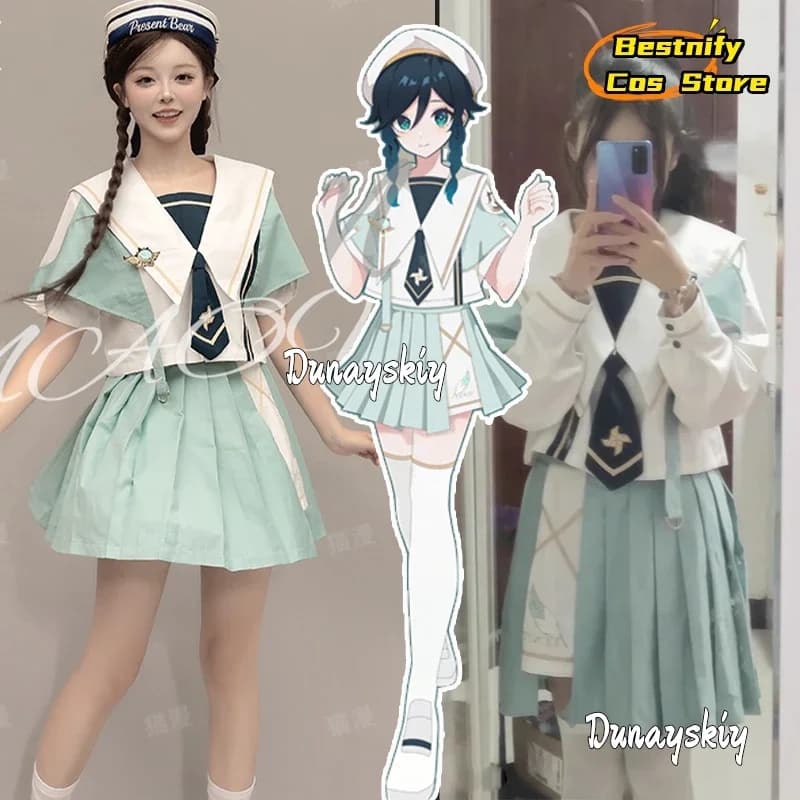 CosplayAnime Genshin Impact Cosplay Twenty Women's jiakei Costume Loose Jacket Coat Hoodie Short Sleeved skirt Set Coat