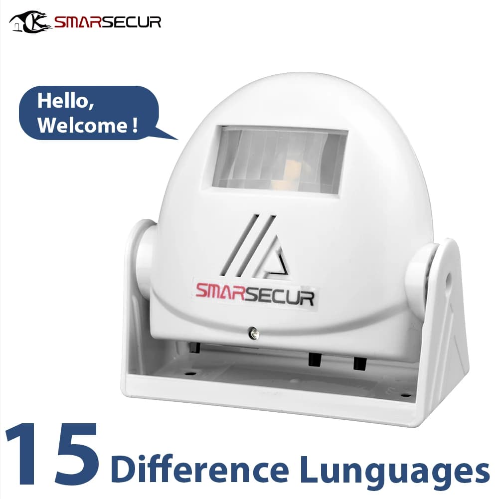 Smarsecur 15 suoni Visitatore multilingue ding-dong campanello Avviso ingresso Allarme ingresso Saluto Avviso campanello