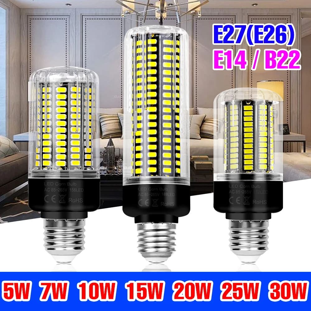 30W LED Lampadina a mais E27/E26 Plafoniera E14 Lampada AC220V Lampadari per interni Lampadine 110V Senza sfarfallio Bianco freddo/caldo per la camera da letto di casa