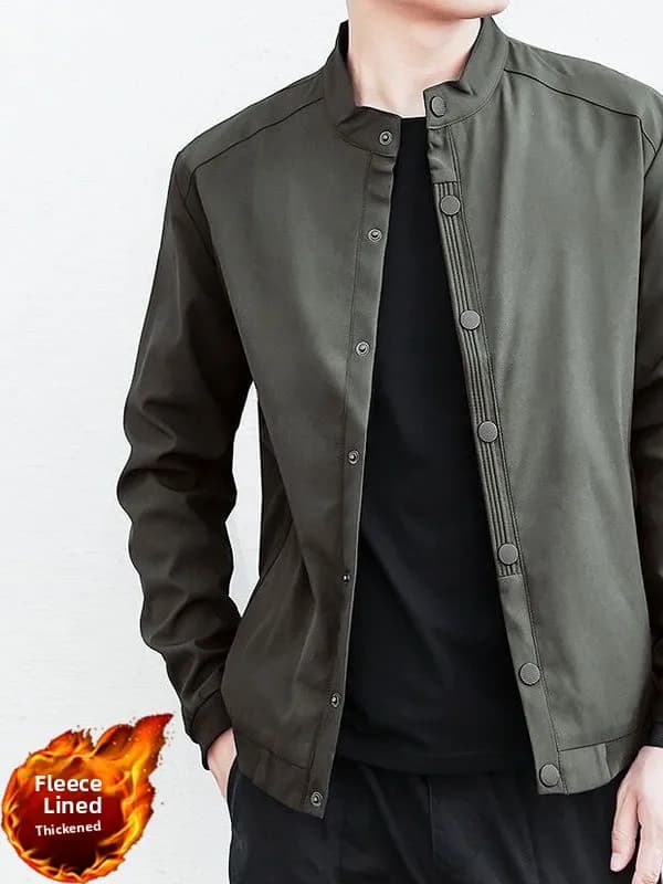 Giacca Casual Imbottita in Pile da Uomo, Elegante e alla Moda per Primavera e Autunno, Streetwear Traspirante in Poliestere a Maniche Lunghe
