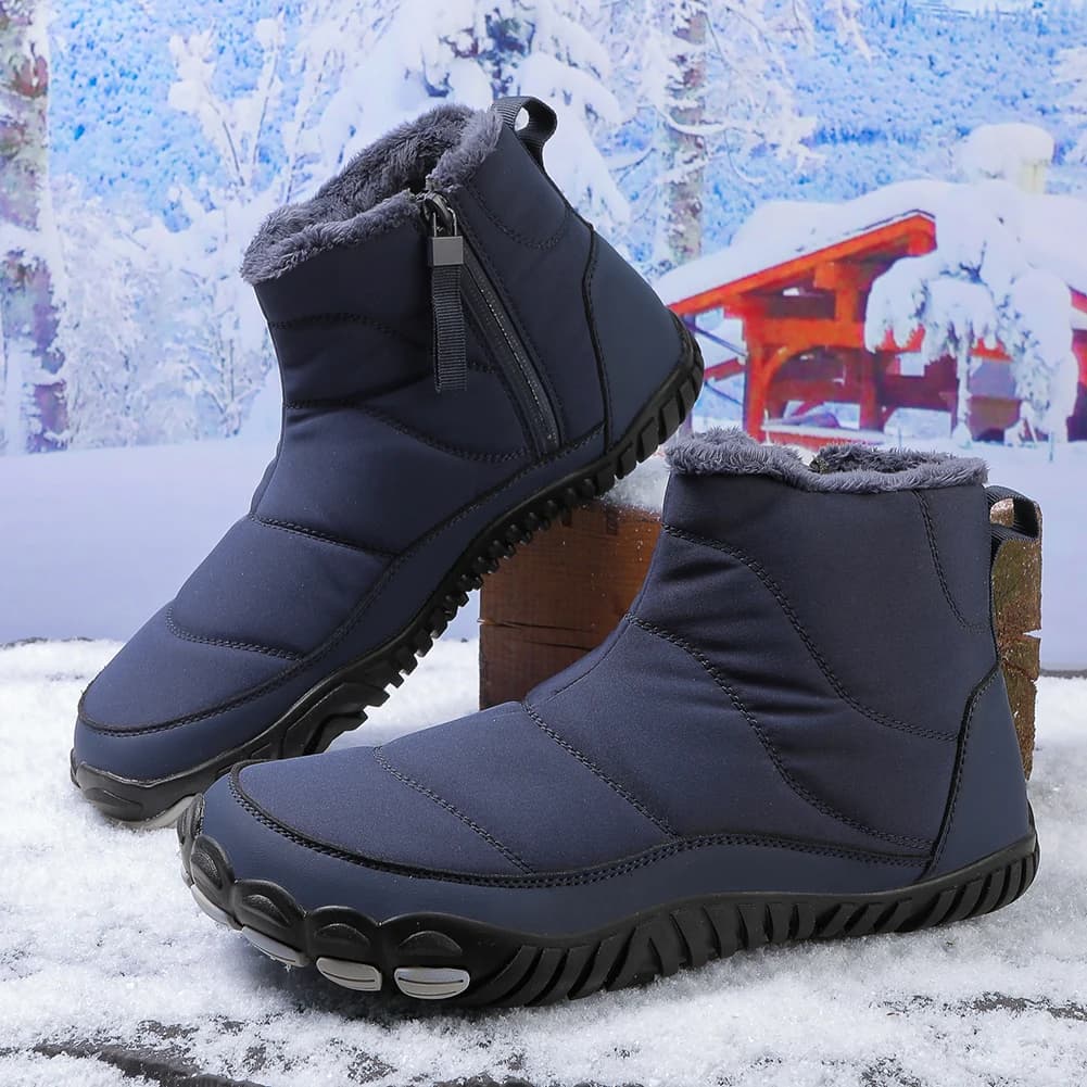 Stivali da neve invernali Scarpe leggere a piedi nudi Scarpe da trail running antiscivolo Chiusura con zip Stivaletti foderati caldi alla moda per uomo donna