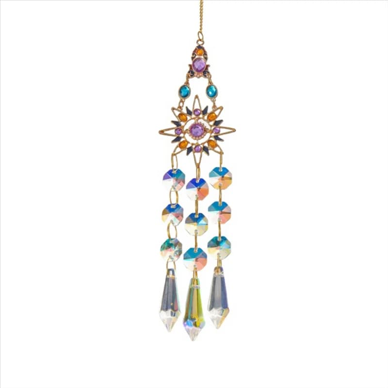 A96K-Crystal Suncatcher Outdoor Wind Chimes Garden Wind Music 3D Wind Spinner Hanging For Garden Rainbow Maker Decoration Durabl