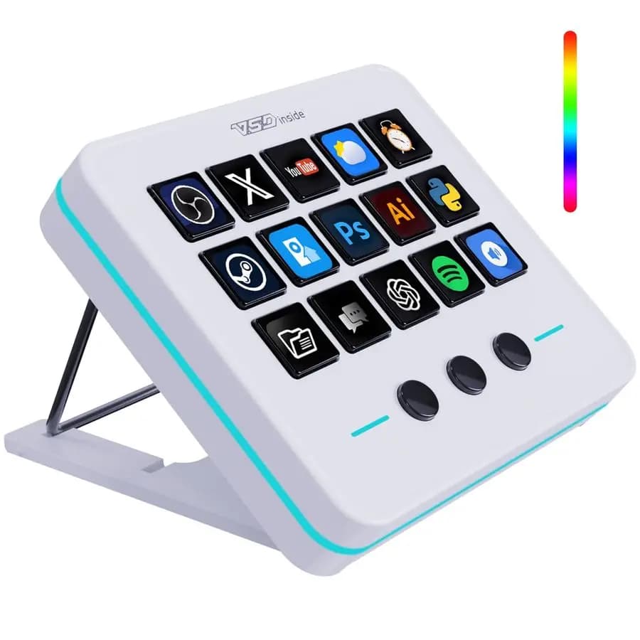 Tastiera per Streaming, Controller per Gaming, Tastiera con Tasti di Scelta Rapida, 18 Tasti Programmabili, Pad Visuale AI Personalizzabile, Scheda Audio USB